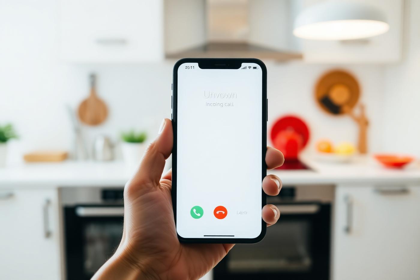 A smartphone screen showing an unknown incoming call.