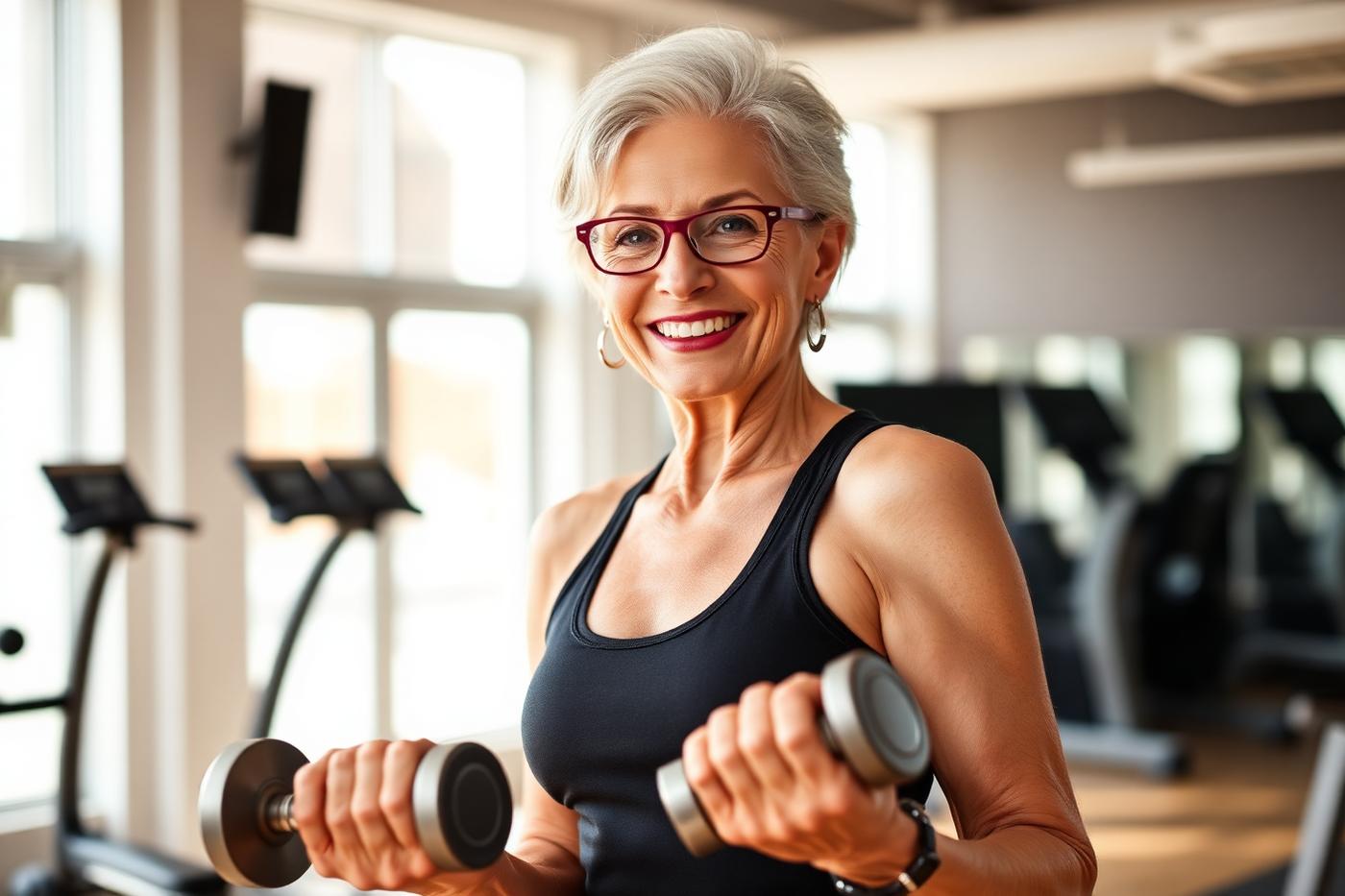 A person lifting light dumbbells during a strength session.